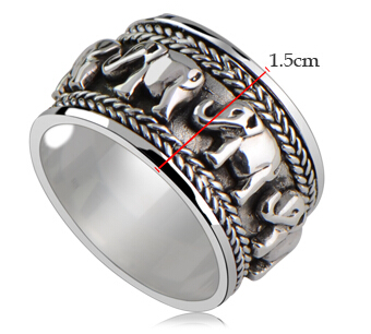 Tibetan 925 Sterling Silver Elephants Ring